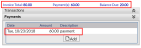 Transaction area with Payments section extended to show the payment details, with Invoice Total, Payments and Balance Due section highlighted